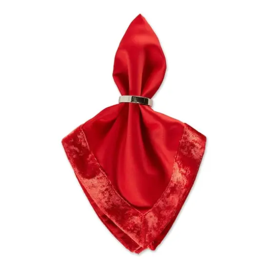 DII&reg; Velvet Trimmed Oversized Napkin, 4ct. Red {4}