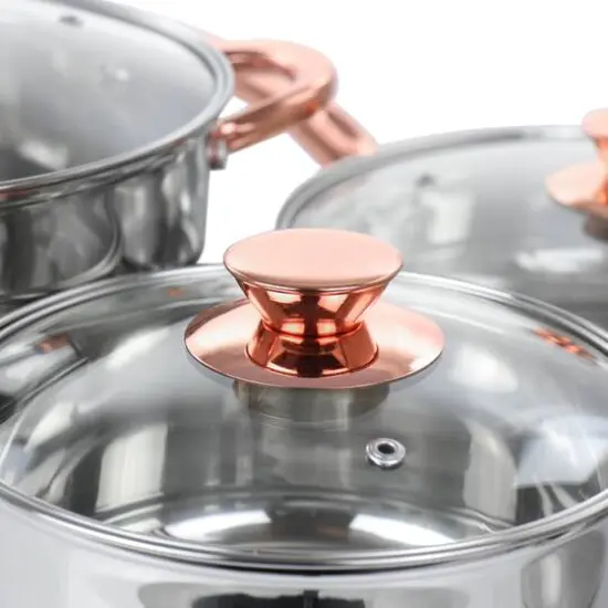 Gibson Home&reg; Ansonville 8-Piece Stainless Steel Cookware Set with Rose Gold Handles {3}