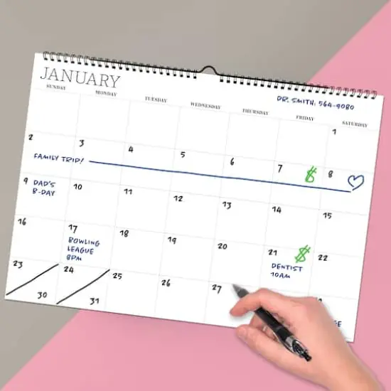 TF Publishing Medium Dry Erase Wired Hanging Horizontal Wall Calendar {6}