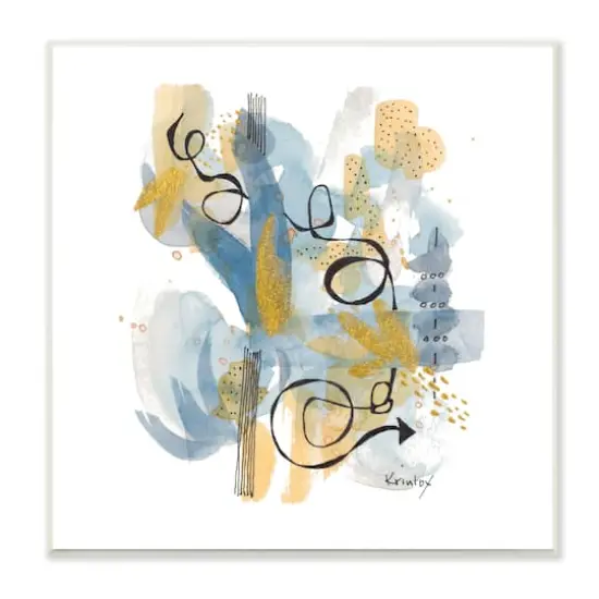 Stupell Industries Modern Directional Arrow Abstraction Blue Yellow Watercolor,12" x 12" {1}