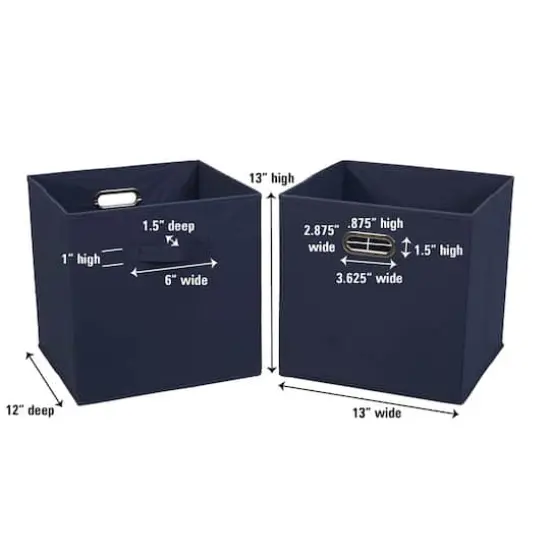 2 Pack Household Essentials 13" Fabric Storage Bins Navy {5}