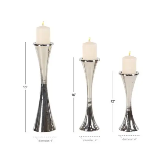 Silver Modern Candle Holder Set {9}