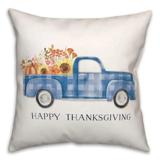 Blue Thanksgiving Truck Pillow {1}