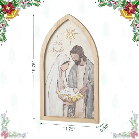 Glitzhome&reg; 19.75" Wooden Gold Foil Nativity Scene Wall Decor {9}