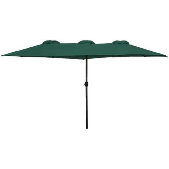 15ft. Outdoor Patio Market Umbrella with Hand Crank Green {1}