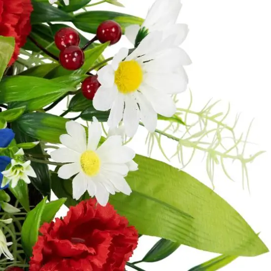 21" Red, White & Blue Mixed Floral Americana Wreath {7}