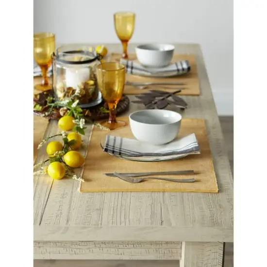 DII&reg; 2-Tone Ribbed Placemats, 6ct. Honey gold and white {6}
