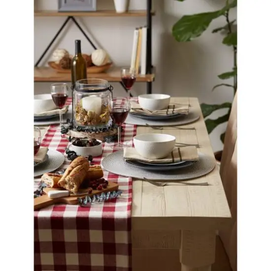 DII&reg; Round Plastic Woven Placemats, 6ct. Light Gray {6}