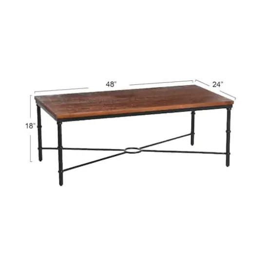 Hello Honey&reg; Saratoga 4ft. Dark Chestnut Rustic Solid Wood & Metal Coffee Table {4}