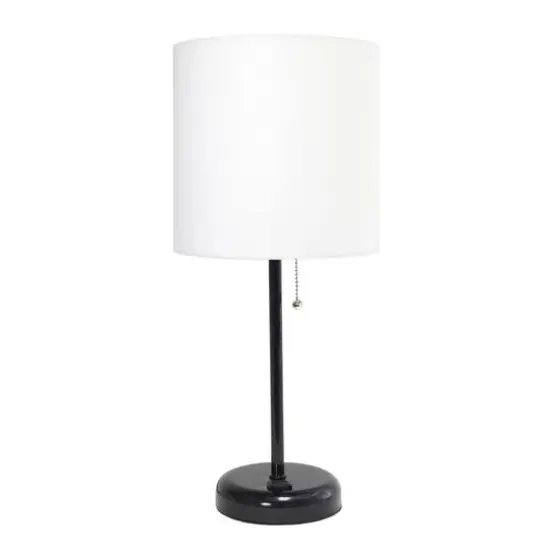 Creekwood Home Oslo 19.5" Power Outlet Table Lamp Black Base/White Shade {1}