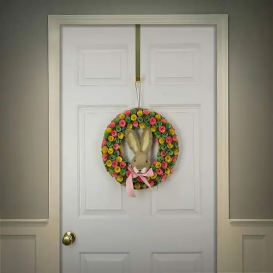 16" Floral Wreath with Bunny Head Center {3}