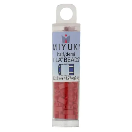Miyuki&reg; Half Tila&reg; 5mm 2-Hole Glass Seed Beads Matte Red Opaque {4}