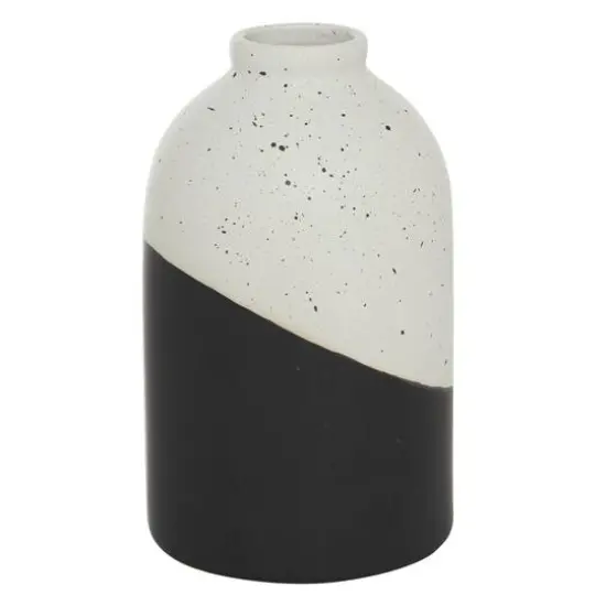 Black Ceramic Contemporary Vase, 10" x 6" x 6" {1}