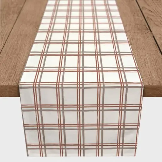 72" White & Red Holiday Plaid Cotton Twill Runner {1}