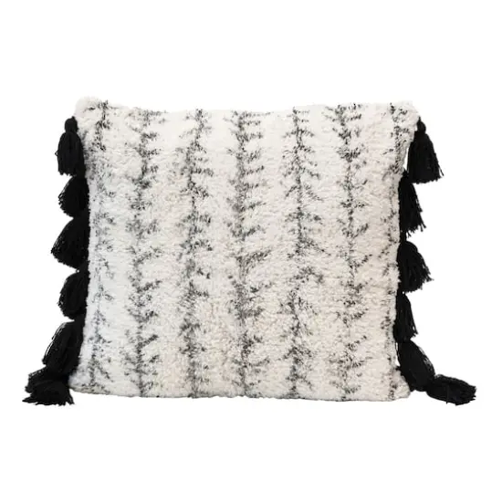 Hello Honey&reg; Black & Cream Tufted Pillow with Tassels {1}