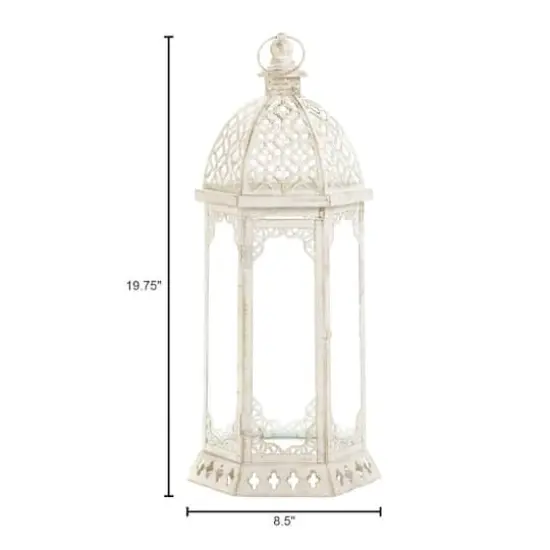 20'' Graceful Distressed White Lantern {5}