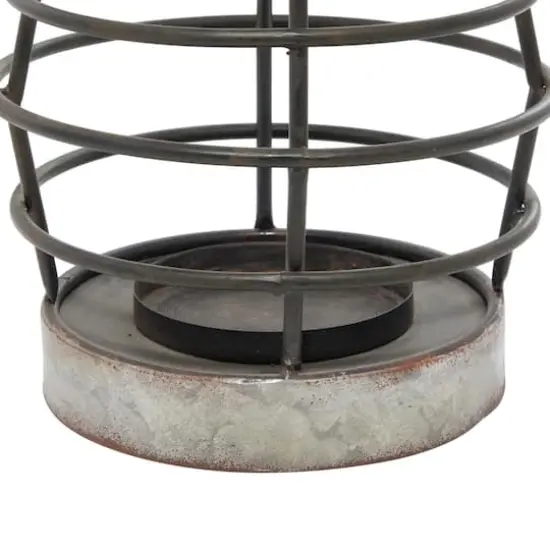 Silver Iron Farmhouse Candle Holder Lantern, 14" x 8" x 8" {4}