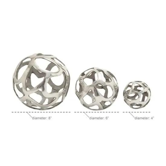 Silver Contemporary Orb Sculpture Set {5}