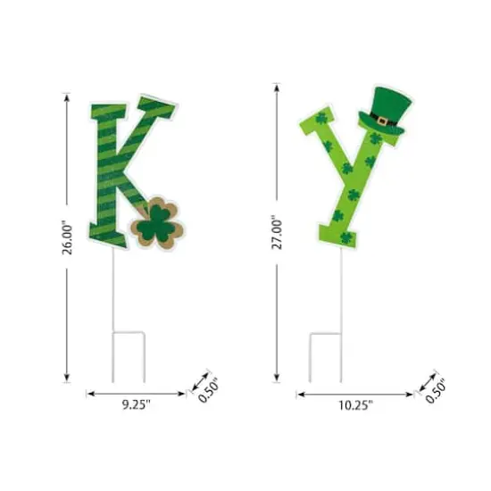 Glitzhome&reg; Set of 5 St. Patrick's Metal "Lucky" Yard Stake {9}