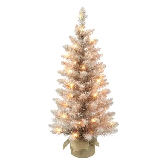 3ft. Pre-Lit Rose Gold Artificial Christmas Tree {1}