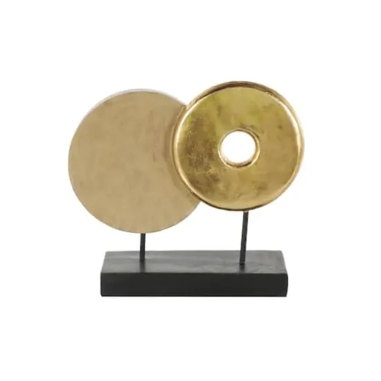 13" Gold Geometric Sculpture with Black Rectangular Base {7}