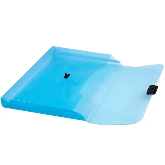 JAM Paper 9.5" x 13.25" Plastic Box Portfolio with Center Buckle Blue {5}