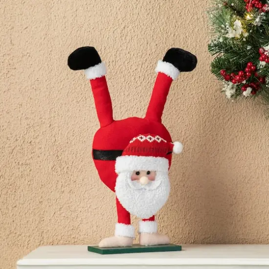 Glitzhome&reg; Upside Down Fabric Santa & Snowman Table D&eacute;cor Set {5}