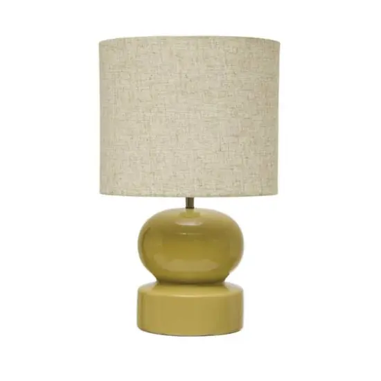 Hello Honey&reg; 19" Green Modern Ceramic Table Lamp with Fabric Shade {3}