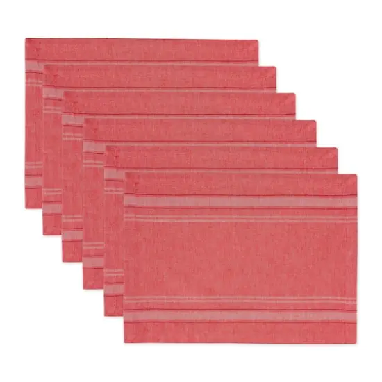 DII&reg; French Stripe Placemats, 6ct. Red {1}