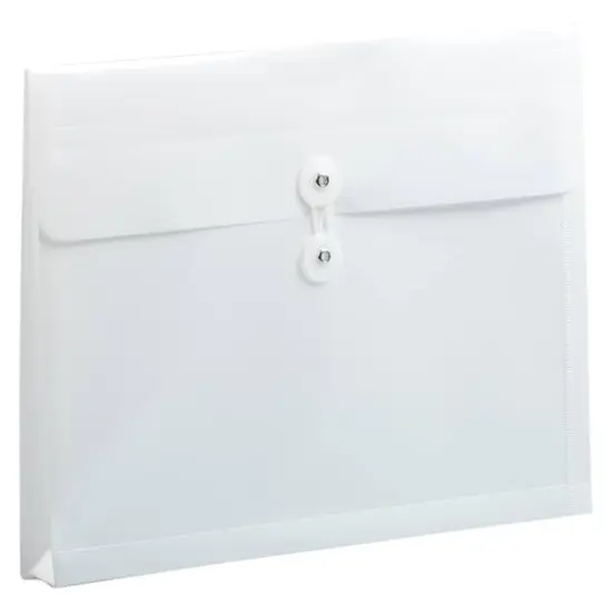 JAM Paper Letter Booklet Plastic Envelopes with Button & String Tie Closure, 12ct. White {5}