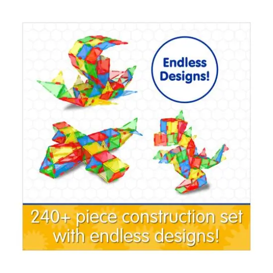 Techno Tiles - Geometric Snap & Build Tiles: Primary Colors: 240+ Pcs {6}