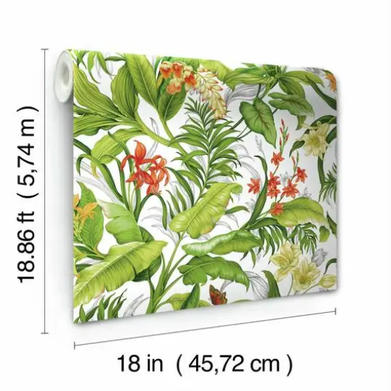 RoomMates Wailea Coast Peel & Stick Wallpaper White/Green {8}