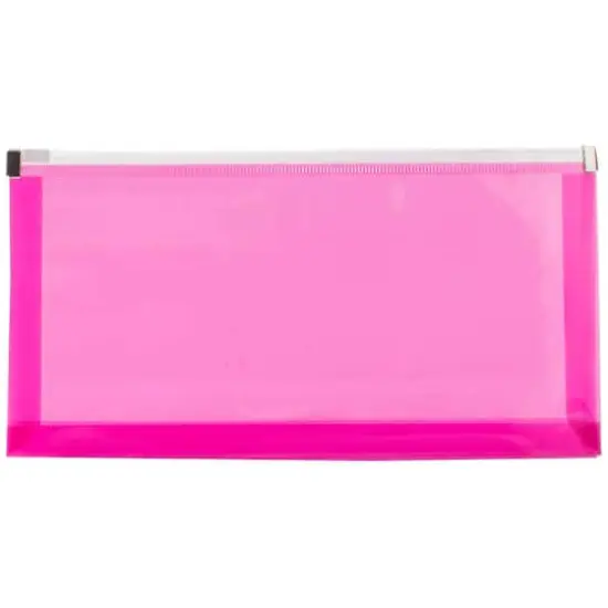 JAM Paper 5" x 10" Plastic Zip Closure Envelopes, 12ct. Fuchsia Pink {1}