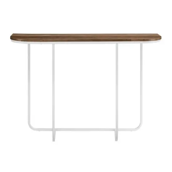 Walker Edison White Reclaimed Barnwood Modern Curved Entry Table {5}