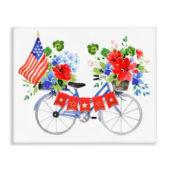 Stupell Industries Floral Americana Bicycle Canvas Wall Art {1}