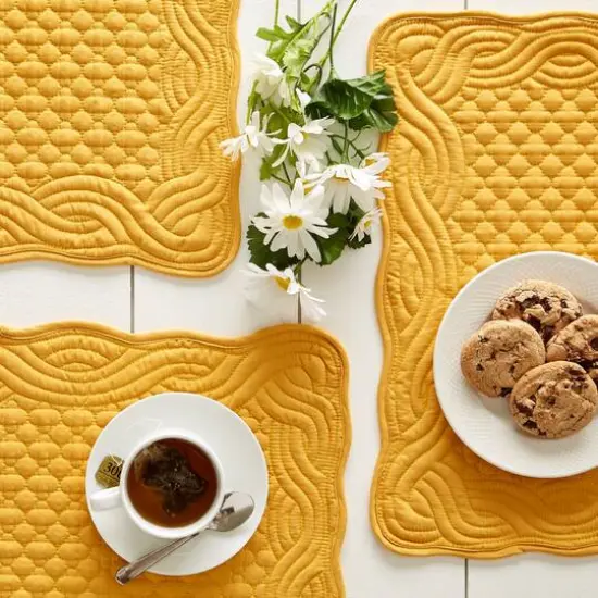 DII&reg; Quilted Farmhouse Placemats, 6ct. Honey Gold {6}