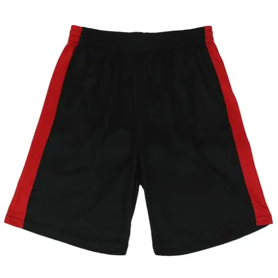Galaxy by Harvic Boys Active Trim Mesh Basketball Shorts Black/Red {1}