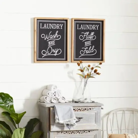 Set of 2 Black Wood Farmhouse Sign Wall Decor, 12.5" x 16" {9}