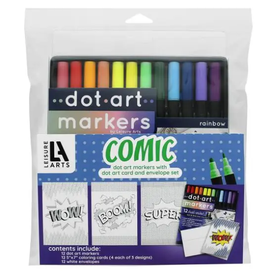 Leisure Arts&reg; Dot Art Markers Comic Card and Envelope Set {1}
