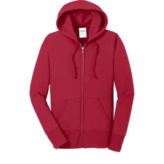 Port & Company&reg; Ladies Core Fleece Full-Zip Hooded Sweatshirt Red {1}