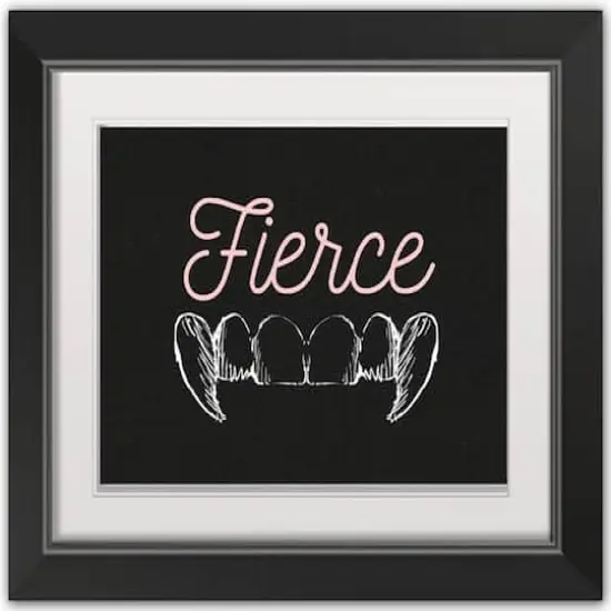 Fierce Fangs Black Framed Print Wall Art {1}