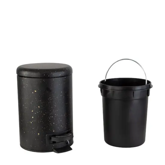 Elle D&eacute;cor Black Speckled Design Step Bin with Lid Trash Can {6}