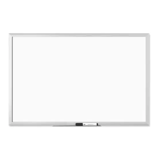 U Brands Silver Aluminum 36" x 24" Framed Melamine Dry Erase Board {1}