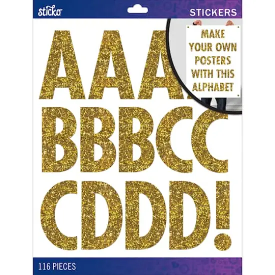 Sticko&reg; Gold Glitter Futura Regular XL Alphabet Stickers {1}