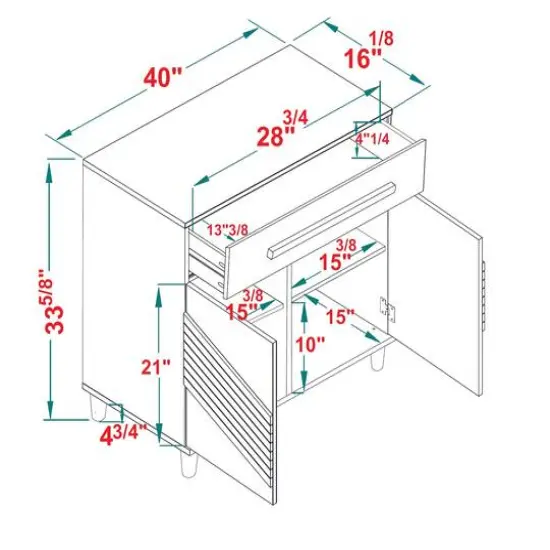 Walker Edison 32" Black & Brown Chevron Wood Detail Accent Cabinet {8}