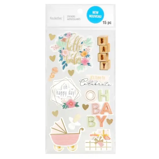 Pink Hello Baby Stickers by Recollections&trade; {1}