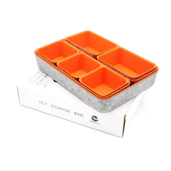 Welaxy Felt 8 Piece Drawer Organizer Tray Set Orange {8}