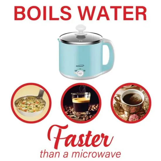 Brentwood Blue 1.6qt. 600 Watt Stainless Steel Electric Hot Pot Cooker & Food Steamer {7}