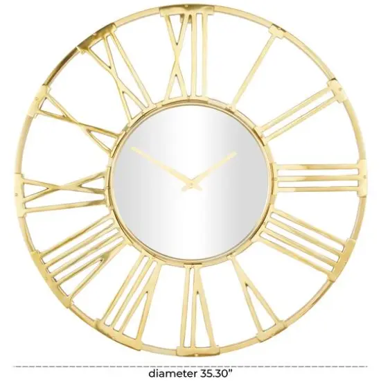 Aluminum Open Frame Geometric Wall Clock Gold {6}