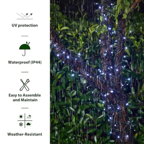 Glitzhome&reg; 38.5ft. 100ct. LED Solar String Lights, 2ct. {7}